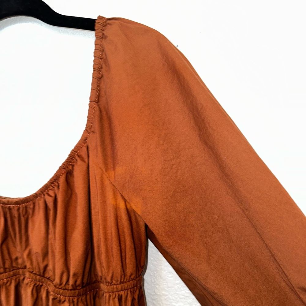STAUD Empire Waist Midi Dress Balloon Sleeve Boho Cottage Milkmaid Size 4 - Picture 7 of 8